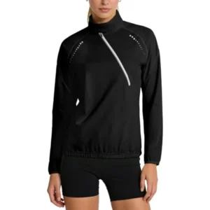 Womens Half Zip Cycling Jacket Lightweight Waterproof Windbreaker Quarter Zip Pullover with Zip Pockets